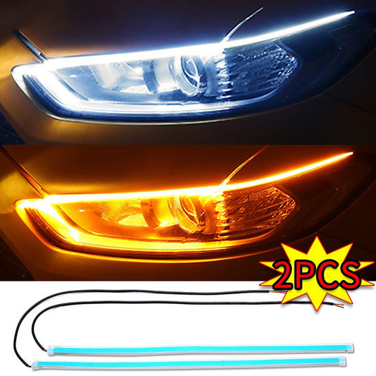 2PCS Daytime Running LED Light Waterproof Car Soft Tube LED Strip DRL Flowing Turn Signal Lights 30mm