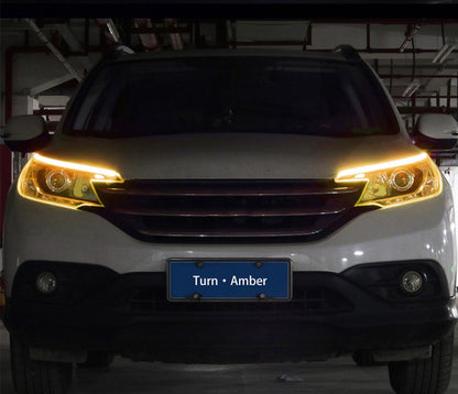 2PCS Daytime Running LED Light Waterproof Car Soft Tube LED Strip DRL Flowing Turn Signal Lights 30mm