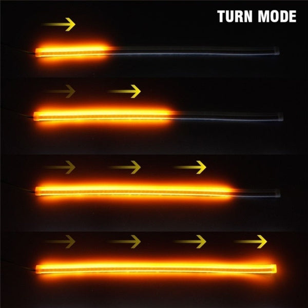2PCS Daytime Running LED Light Waterproof Car Soft Tube LED Strip DRL Flowing Turn Signal Lights 30mm