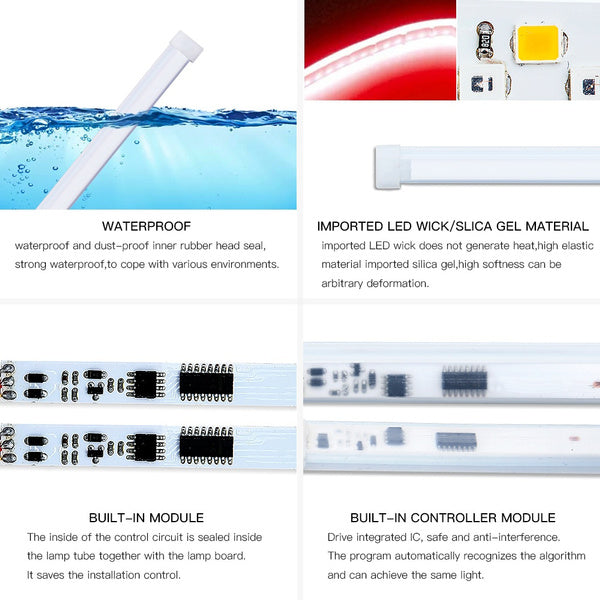 2PCS Daytime Running LED Light Waterproof Car Soft Tube LED Strip DRL Flowing Turn Signal Lights 30mm