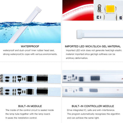 2PCS Daytime Running LED Light Waterproof Car Soft Tube LED Strip DRL Flowing Turn Signal Lights 30mm