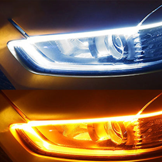 2PCS Daytime Running LED Light Waterproof Car Soft Tube LED Strip DRL Flowing Turn Signal Lights 30mm